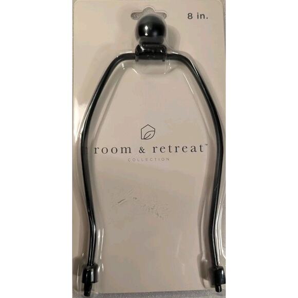 8" Regular Room &Retreat Lamp Harp, Ball Finial and Harp Base Set, Black Finish - Picture 1 of 2